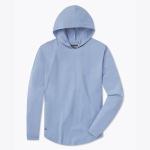 Cuts Clothing AO Long Sleeve Hooded Curve-Hem tee - Infinity Blue